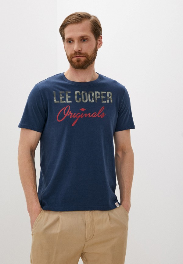 мужская футболка с коротким рукавом lee cooper, синяя