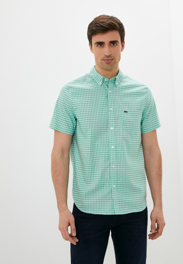мужская рубашка с коротким рукавом lacoste, зеленая