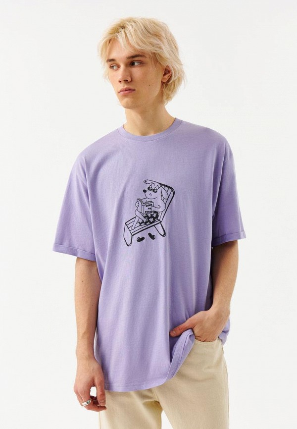 мужская футболка с коротким рукавом befree, фиолетовая