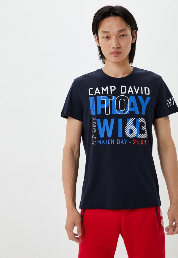 мужская футболка с коротким рукавом camp david, синяя