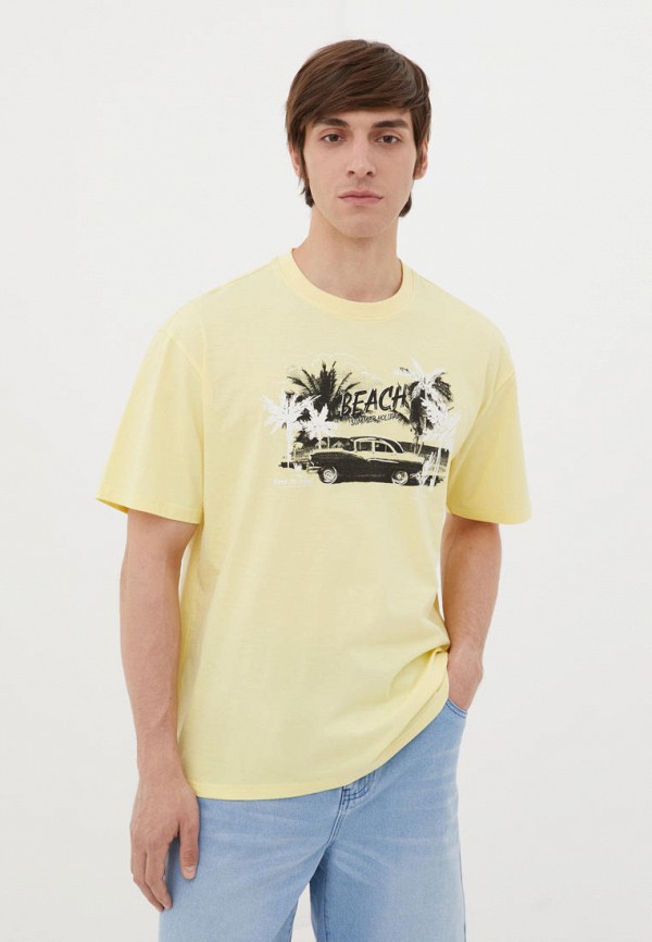 мужская футболка с коротким рукавом finn flare, желтая