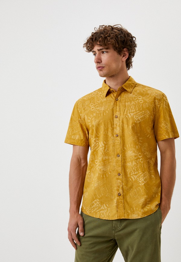 мужская рубашка с коротким рукавом zolla, желтая