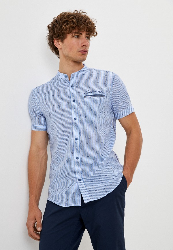 мужская рубашка с коротким рукавом zolla, голубая