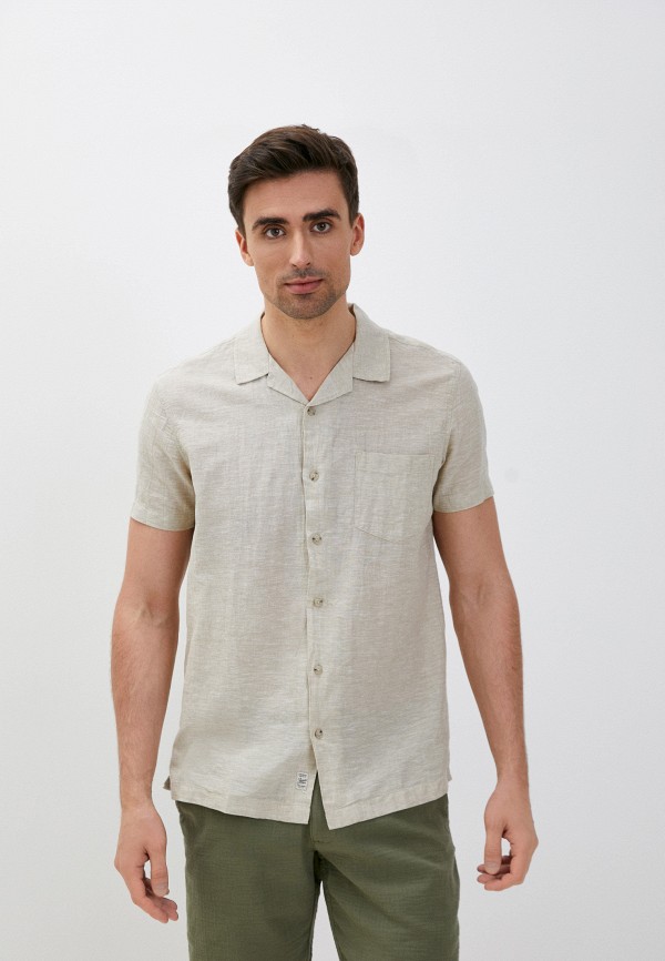 мужская рубашка с коротким рукавом colin’s, бежевая