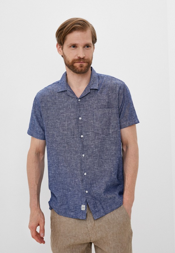 мужская рубашка с коротким рукавом colin’s, синяя