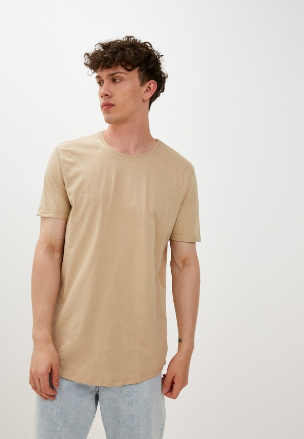 мужская футболка с коротким рукавом defacto, бежевая