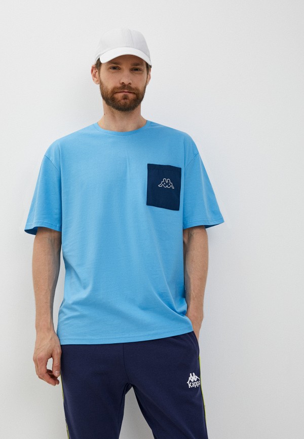 мужская футболка с коротким рукавом kappa, голубая
