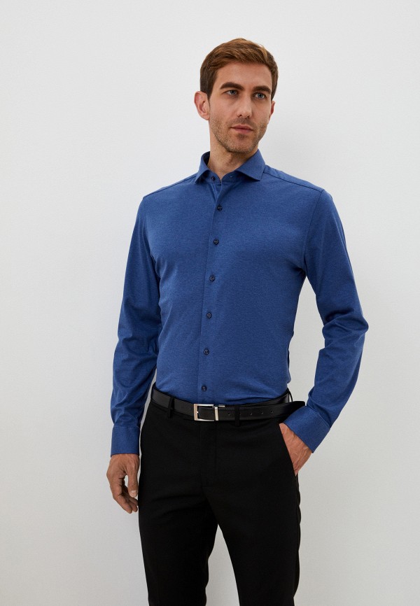 мужская рубашка с длинным рукавом eterna, синяя