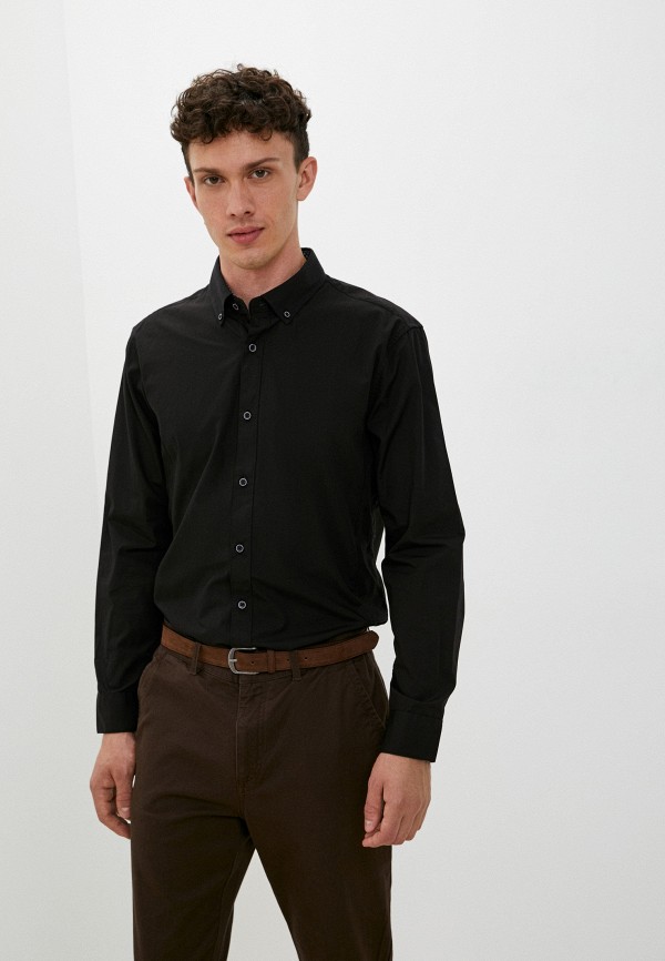 мужская рубашка с длинным рукавом zolla, черная