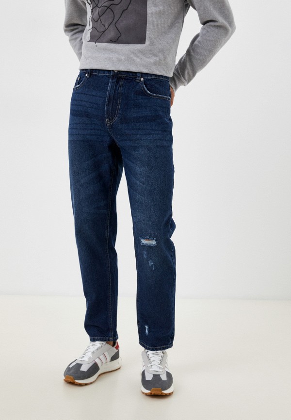 мужские зауженные джинсы modis, синие