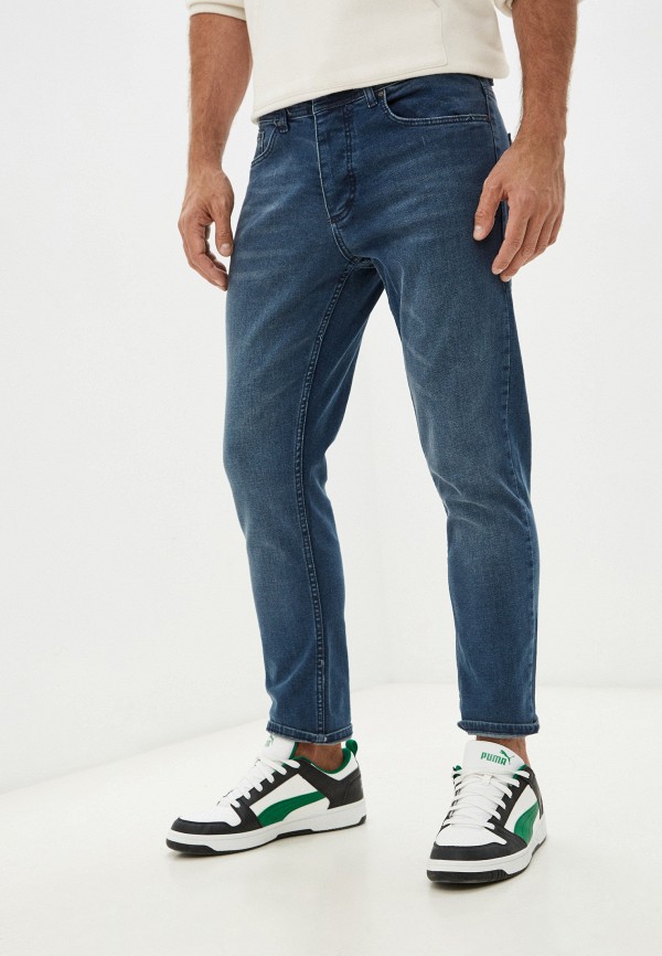 мужские зауженные джинсы trendyol, синие