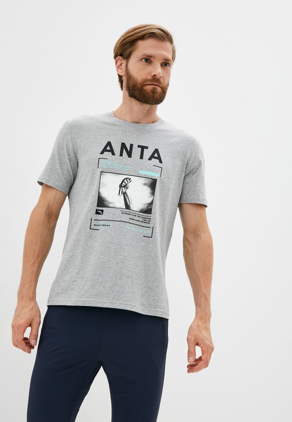 мужская футболка с коротким рукавом anta, серая
