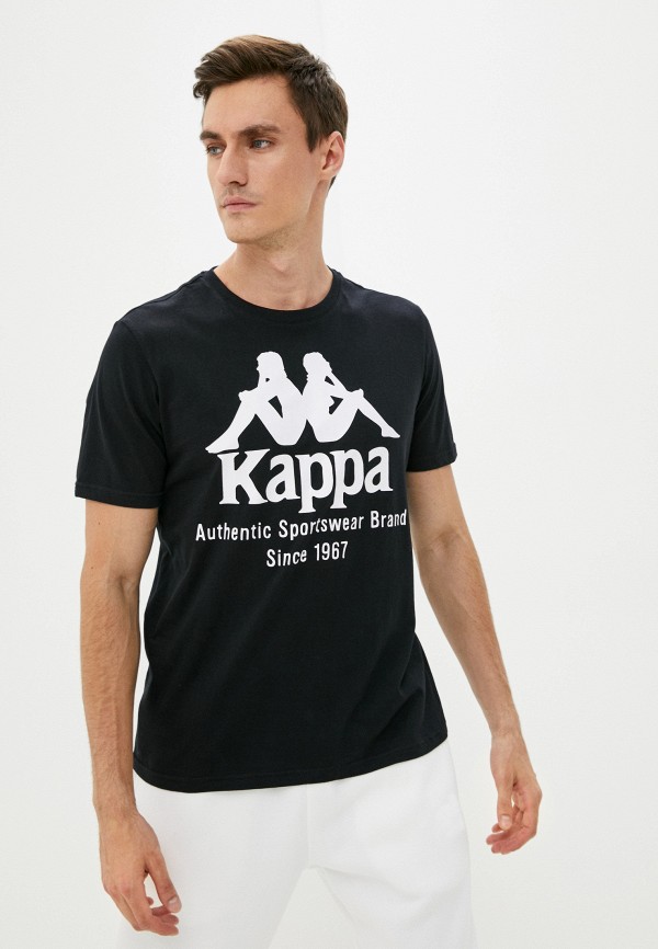 мужская футболка с коротким рукавом kappa, черная