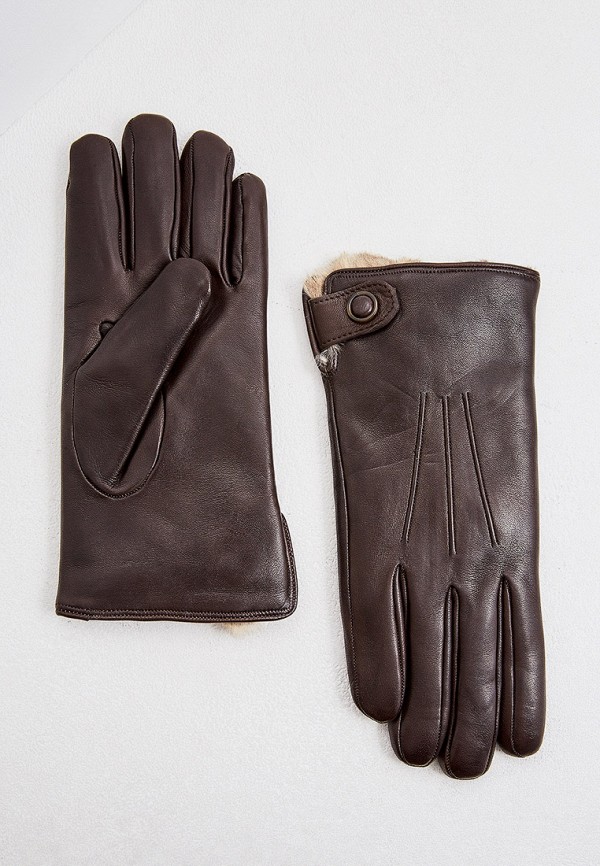 мужские кожаные перчатки sermoneta gloves, коричневые