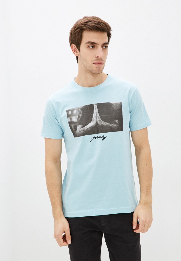 мужская футболка с коротким рукавом mister tee, голубая