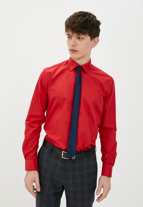 мужская рубашка с длинным рукавом karflorens, красная