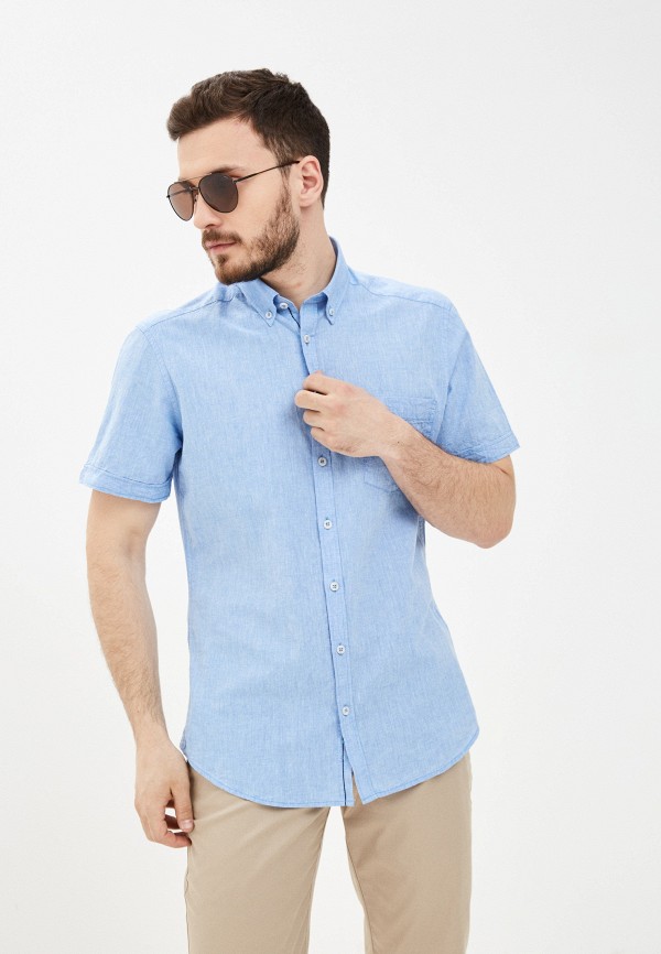 мужская рубашка с коротким рукавом marco di radi, голубая