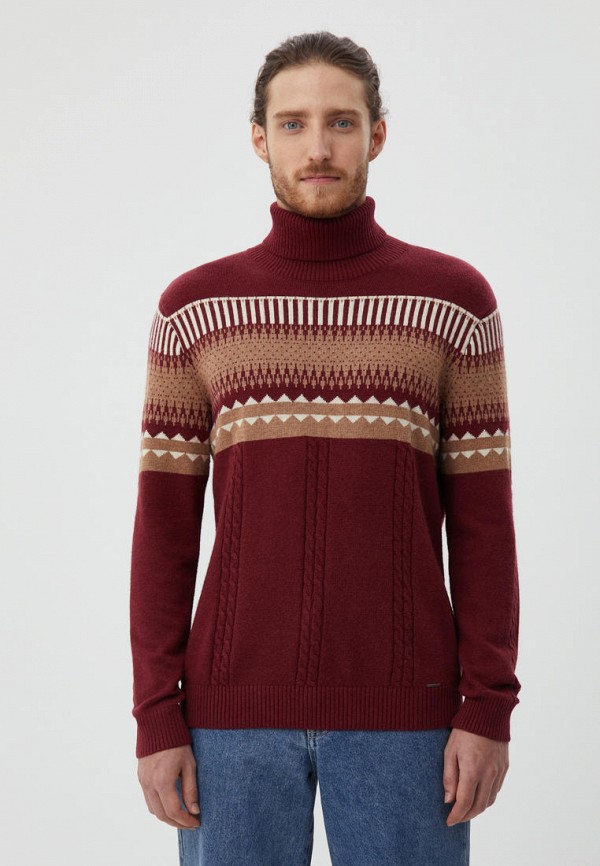 мужской свитер finn flare, бордовый
