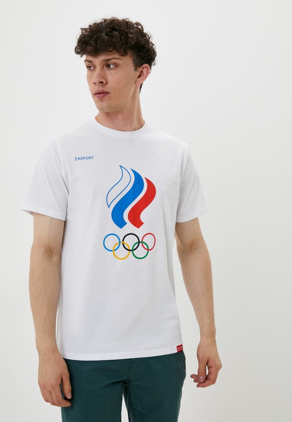 мужская футболка с коротким рукавом zasport, белая