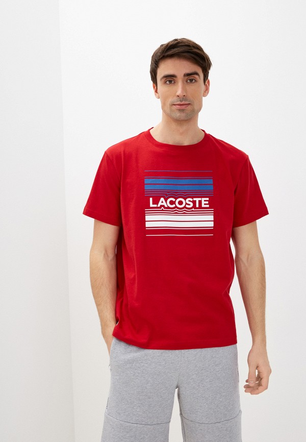 мужская футболка с коротким рукавом lacoste, красная