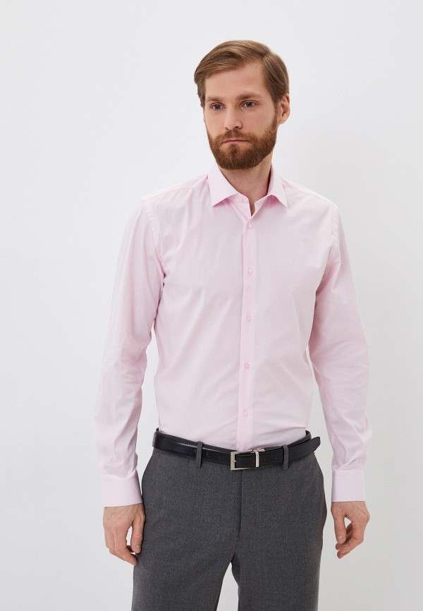 мужская рубашка с длинным рукавом bawer, розовая