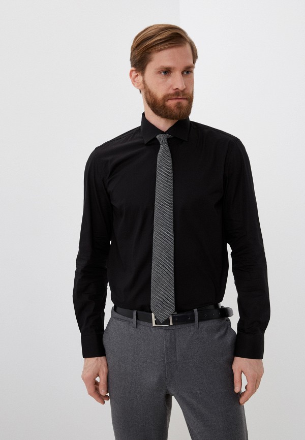 мужская рубашка с длинным рукавом bawer, черная