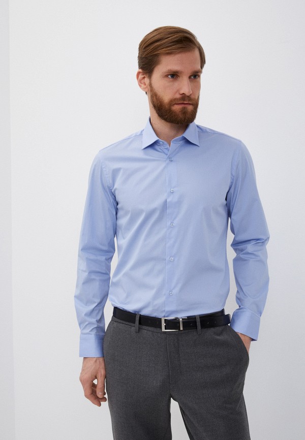 мужская рубашка с длинным рукавом bawer, голубая