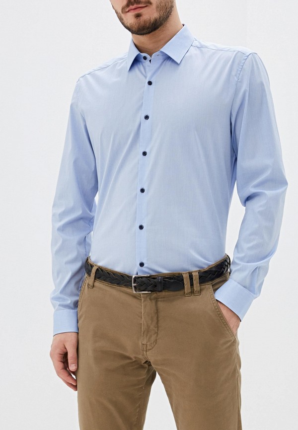 мужская рубашка с длинным рукавом eterna, голубая