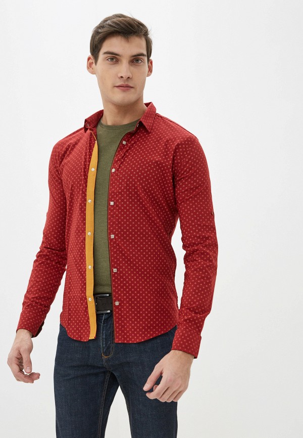 мужская рубашка с длинным рукавом rubaska, бордовая