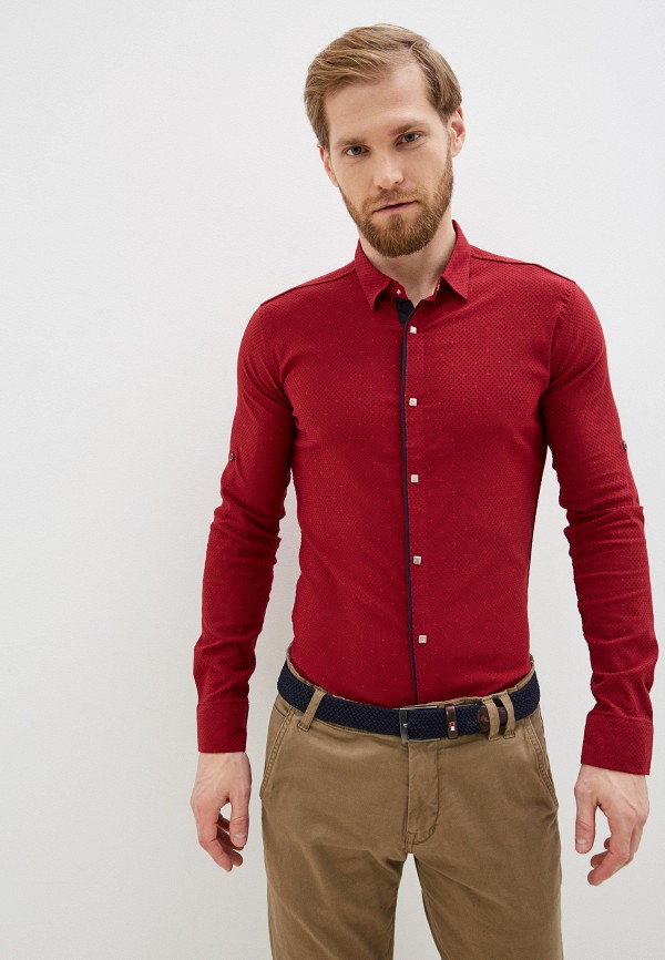 мужская рубашка с длинным рукавом rubaska, бордовая