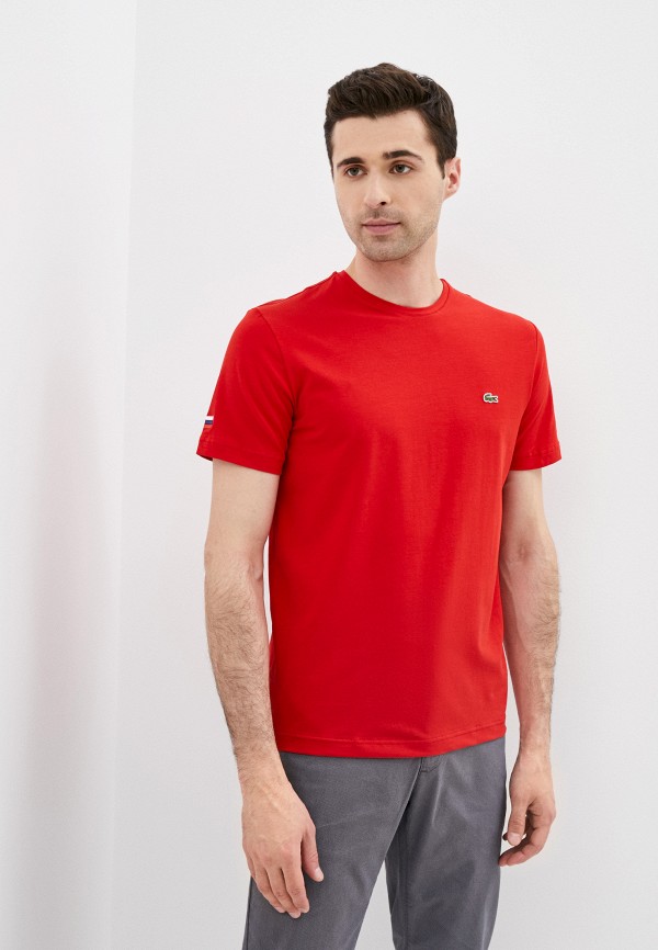 мужская футболка с коротким рукавом lacoste, красная