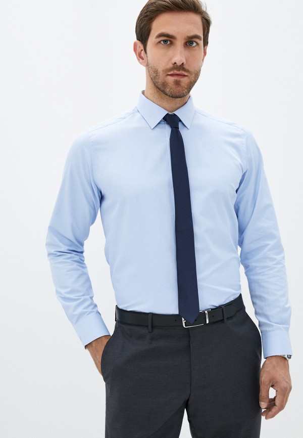 мужская рубашка с длинным рукавом karflorens, голубая