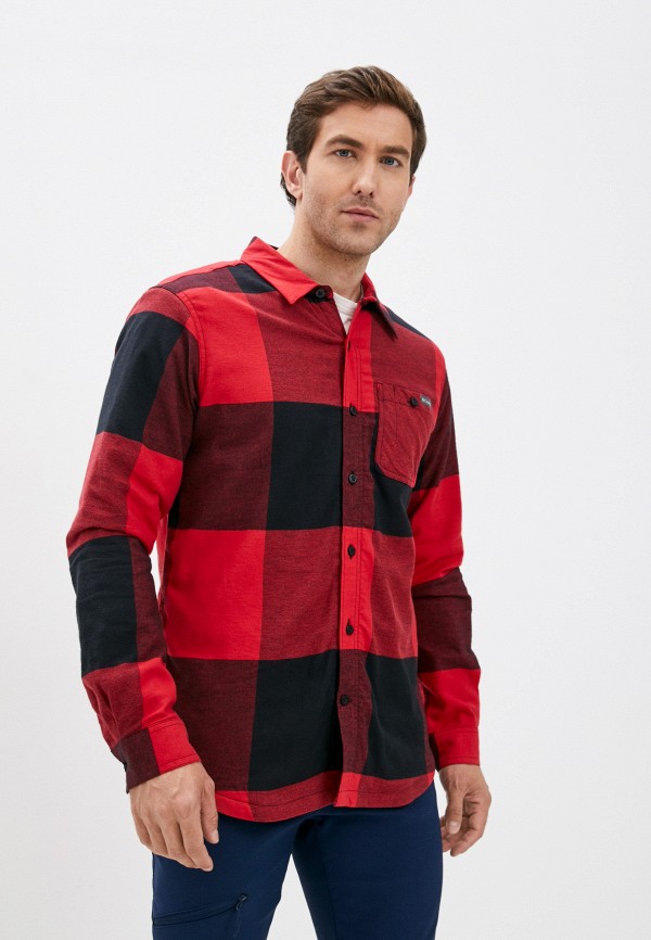 мужская рубашка с длинным рукавом columbia, красная