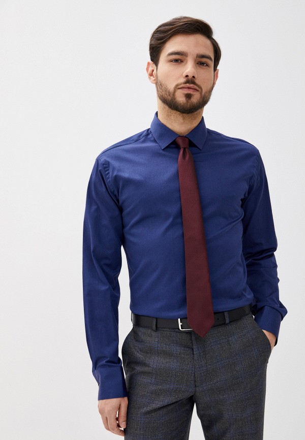 мужская рубашка с длинным рукавом bazioni, синяя