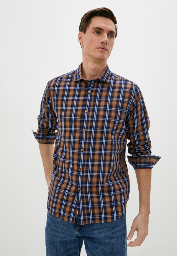 мужская рубашка с длинным рукавом velocity, коричневая