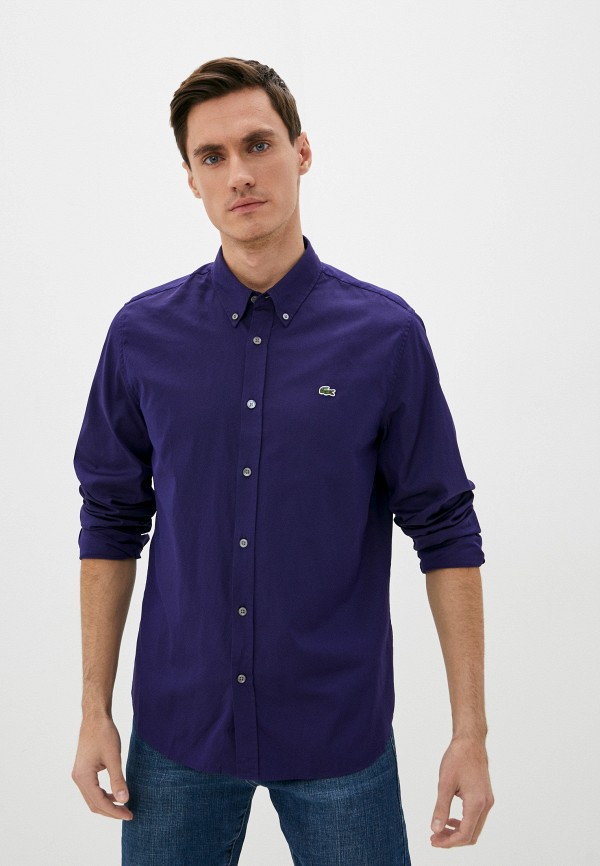 мужская рубашка с длинным рукавом lacoste, фиолетовая