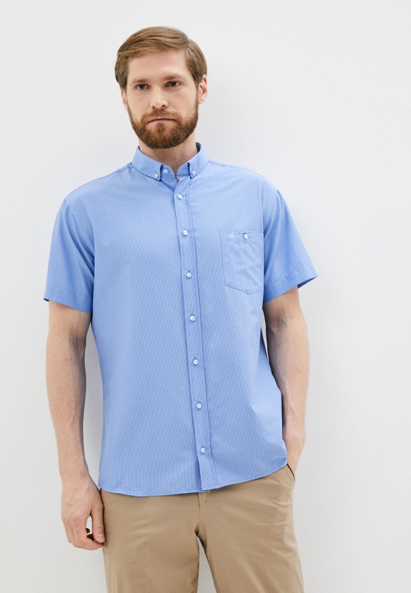 мужская рубашка с коротким рукавом bazioni, голубая