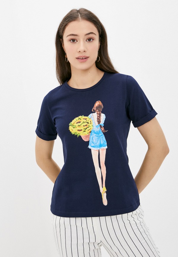 женская футболка fashion.love.story, синяя