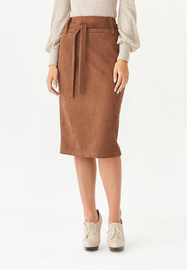 женская кожаные юбка alina assi, коричневая