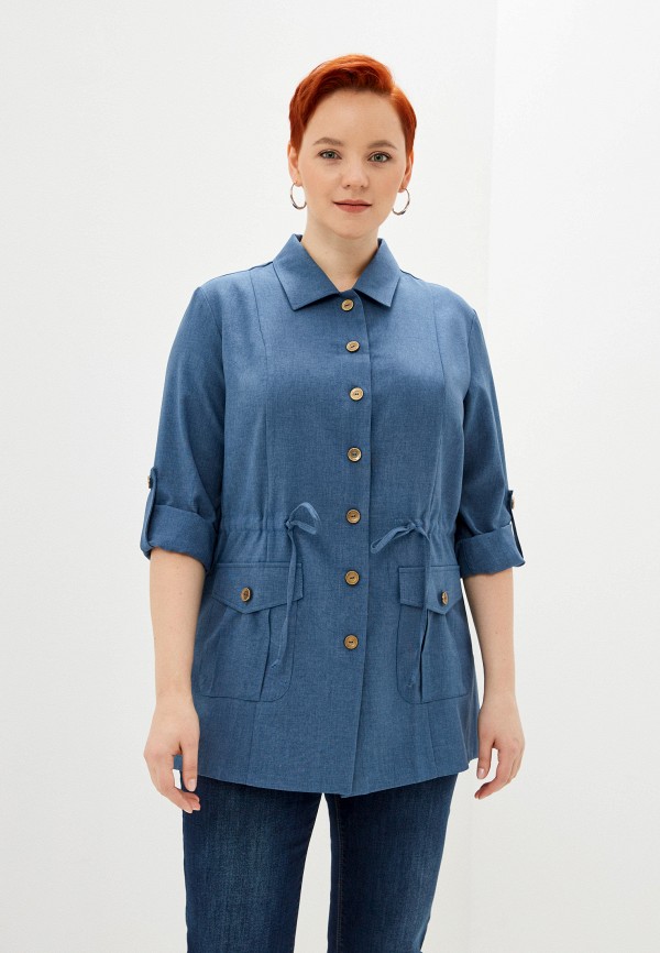 женская блузка с длинным рукавом adele fashion, синяя