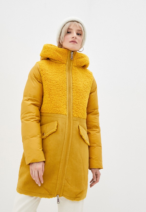 женская утепленные куртка qwentiny, желтая
