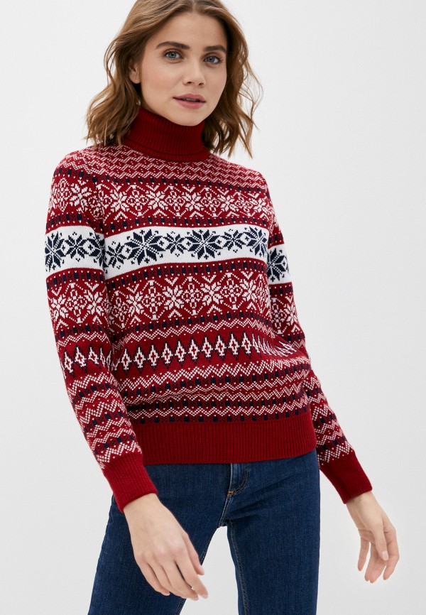 женский свитер стим, бордовый