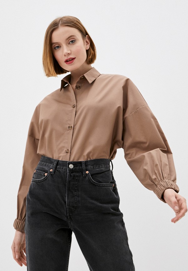 женская рубашка с длинным рукавом manitsa, коричневая