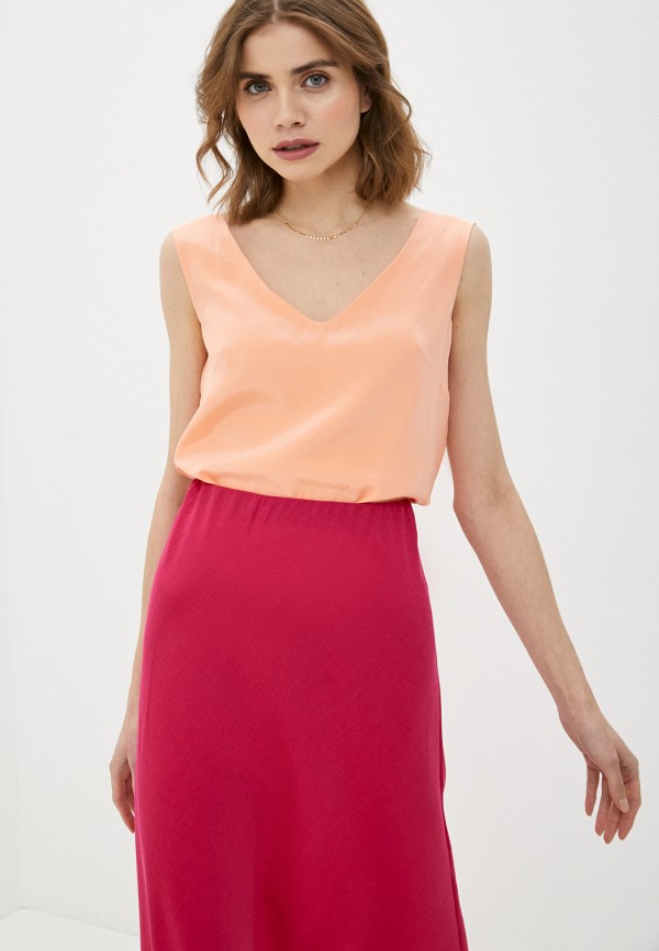 женская блузка без рукавов селфиdress, оранжевая