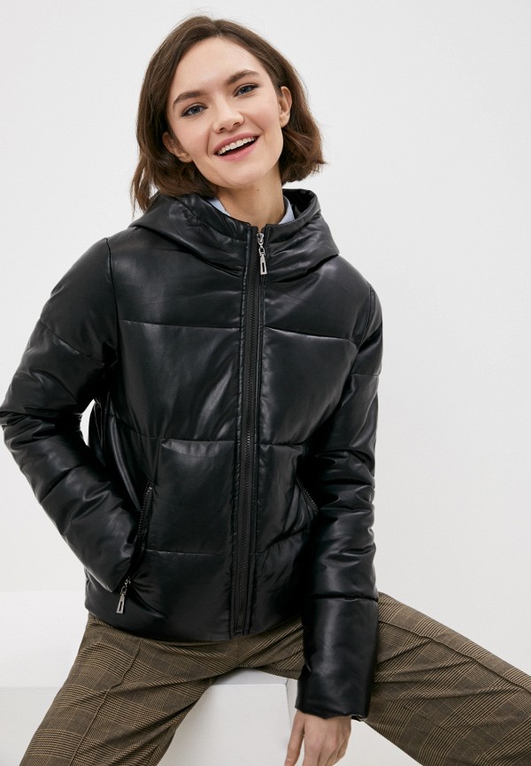 женская кожаные куртка fadjo, черная
