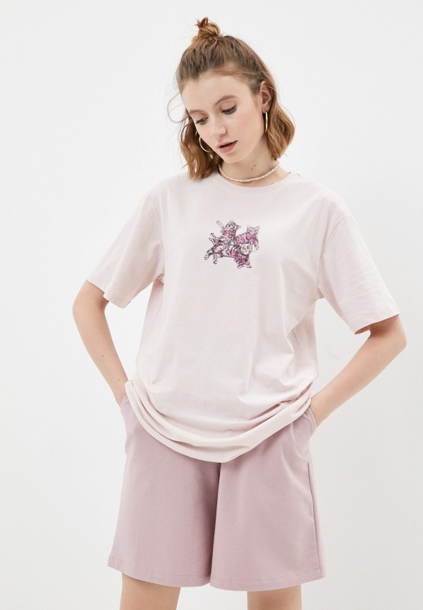 женская футболка baon, розовая