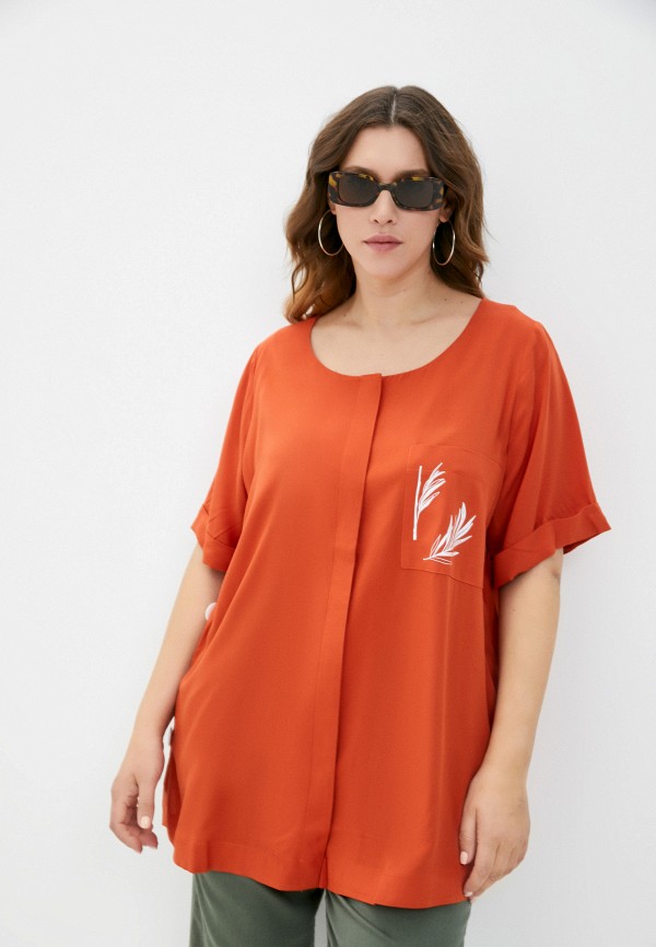 женская блузка с коротким рукавом silver string, оранжевая