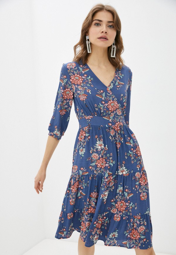 женское платье с запахом baon, синее