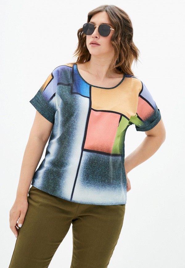 женская блузка с коротким рукавом milanika, разноцветная