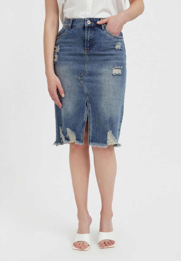 женская джинсовые юбка finn flare, синяя